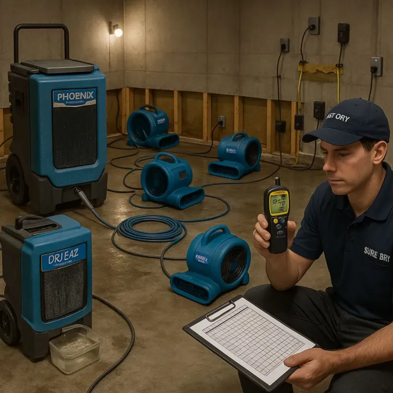 Structural Drying and Dehumidification process in Arma, KS